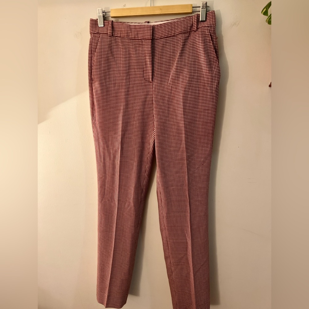 Massimo Dutti Red Checkered Pants/Trousers 6